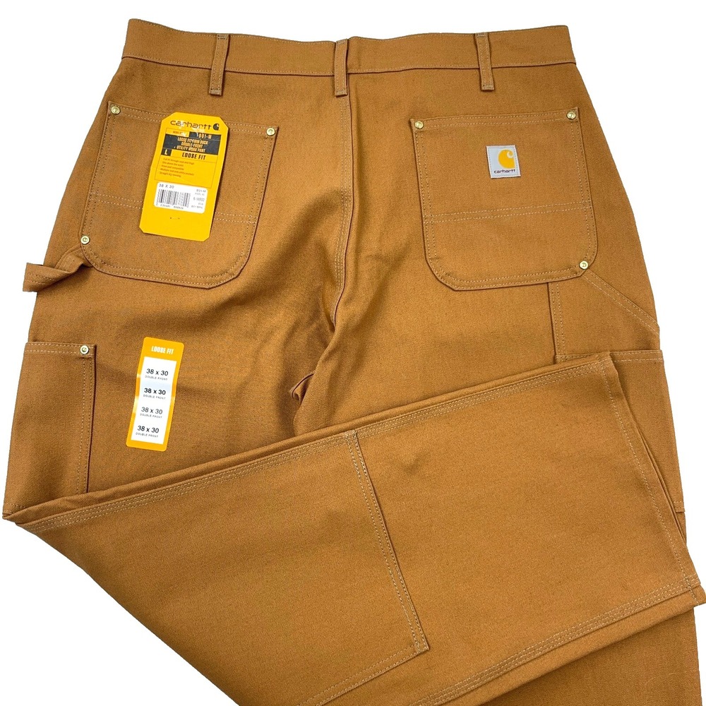 Carhartt‎ Pants Men 38x30 Brown Loose Fit Duck Canvas Double Knee USA Baggy B01